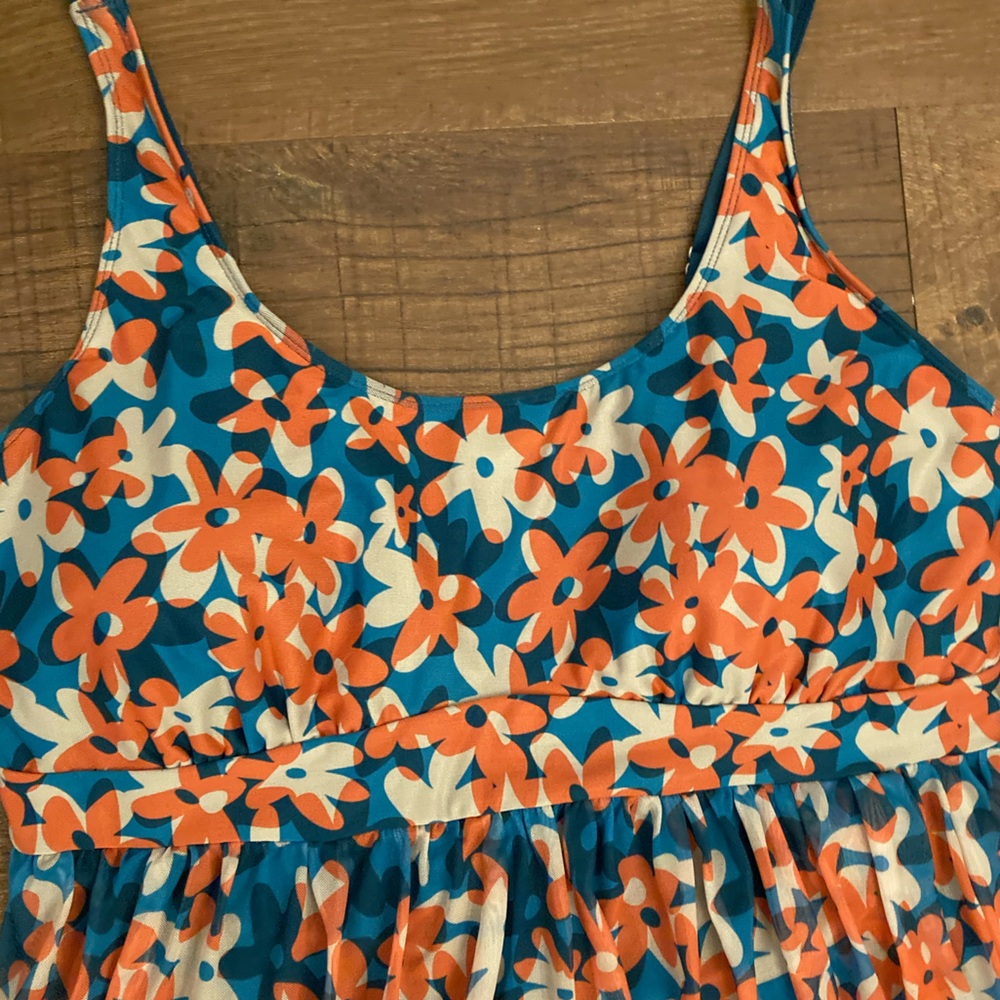 BloomChic NWT Floral Swim Dress in Teal/Coral/White Women’s Plus 26 - Picture 2 of 13